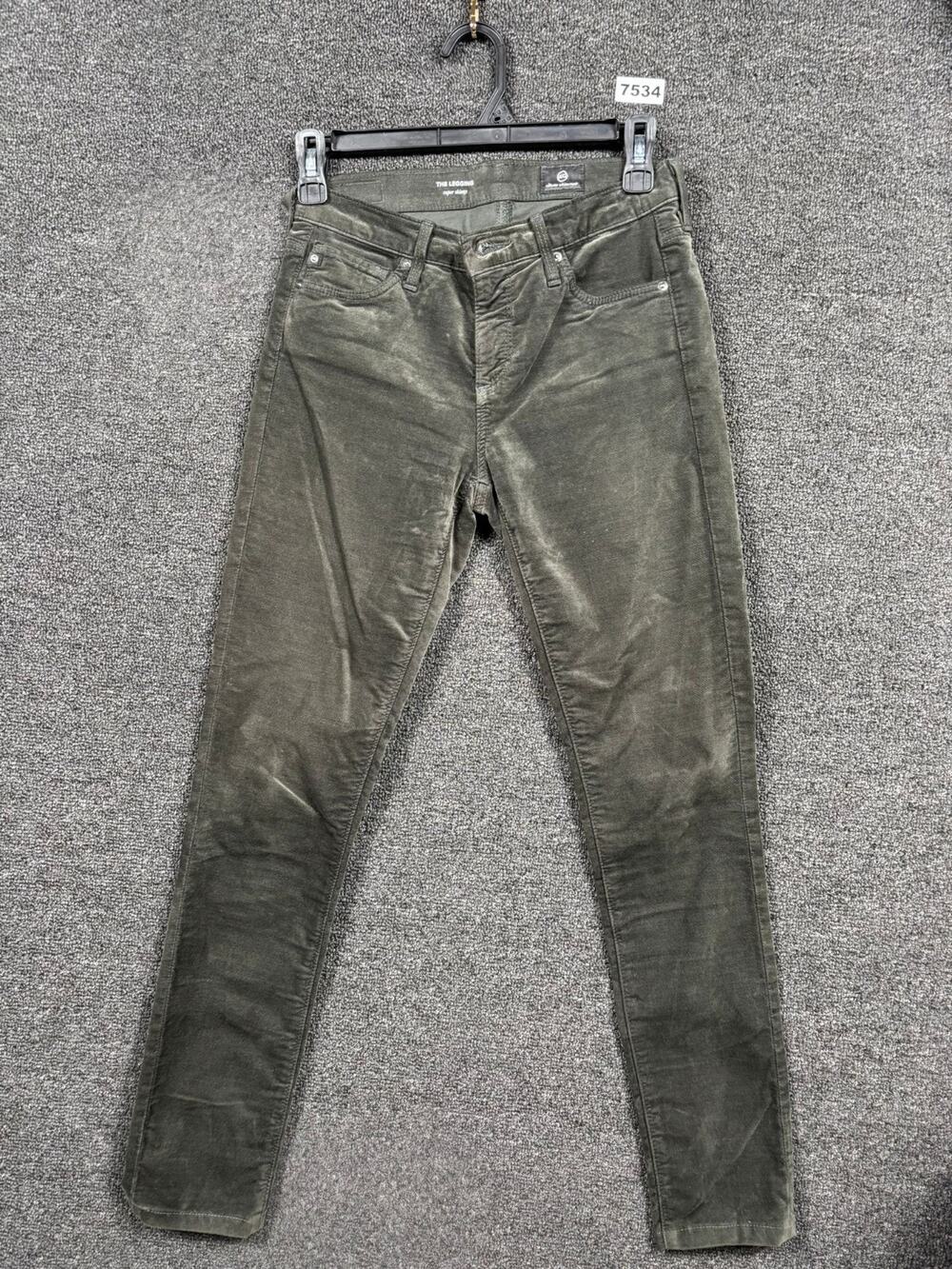 AG Adriano Goldschmied Leggings Supper Skinny Jeans Size 25R Olive Green Stretch